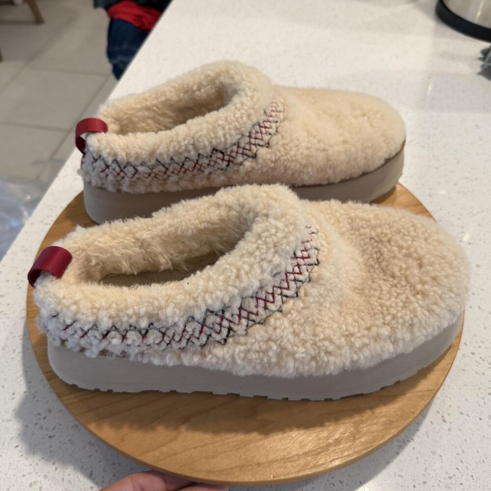 Ugg Shoes 11 Tazz Slipper Heritage Braid Natural Platform Fuzzy Cozy Relaxed Fit